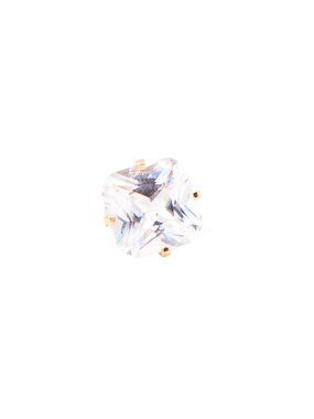 14K Yellow Gold 8mm Princess Cut Cubic Zirconia Single Stud Earring